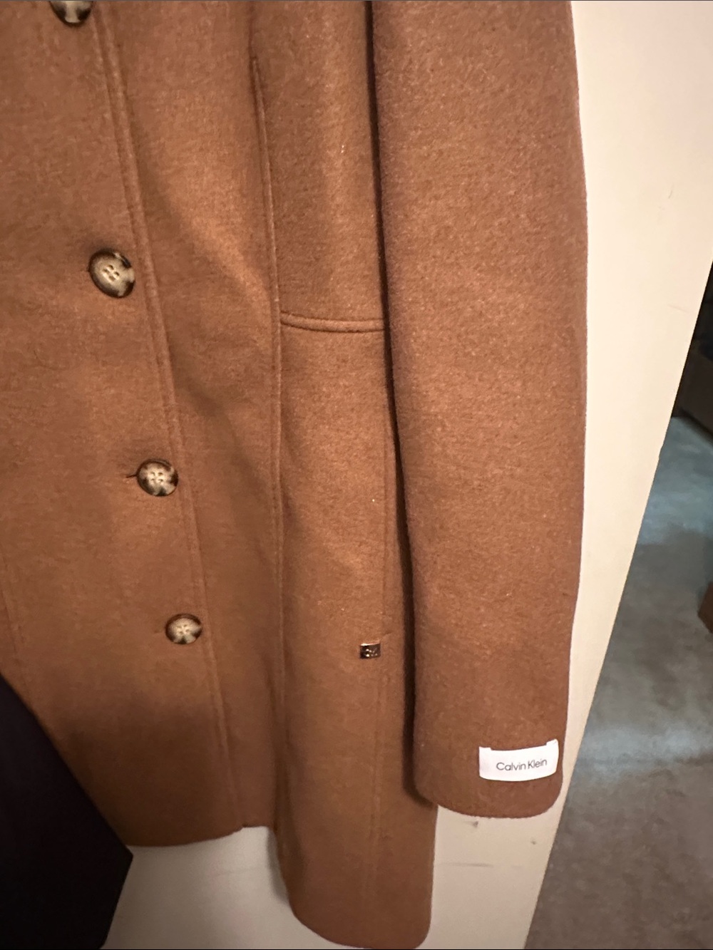 Gorgeous Calvin Klein Camel Single-Breasted Wool Coat - Picture 3 of 4